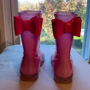 Jellybeans glitter rain boots with bow. Size 11. Pink. Great condition.